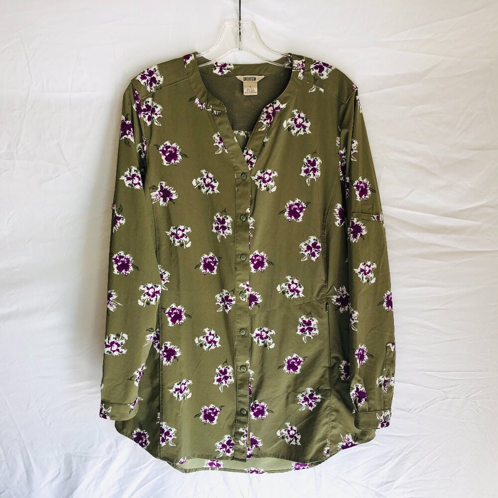 Duluth Trading Women’s Large Duluthflex‎ Sidewinder Vented Floral Tunic Shirt